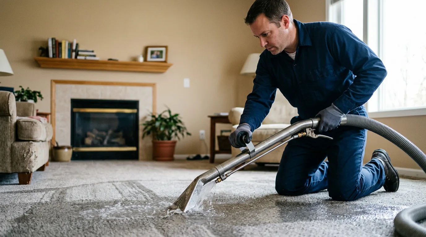 Water damage restoration technician working near Fairview, WY